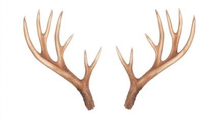 Fototapeta premium A pair of deer antlers displayed symmetrically on a white background.