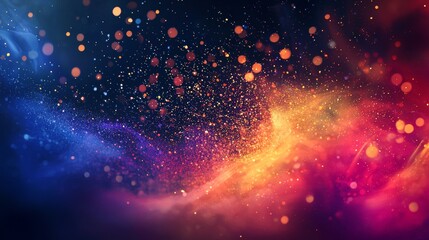 Vivid cosmic particles in a colorful galaxy scene