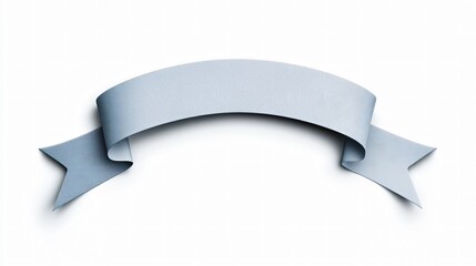 Sleek 3D Banner Ribbon with Glossy Finish and Graceful Curve on White Background