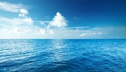 Obraz premium Blue sea water surface on blue sky background 