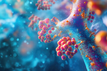 Close-up of a chromosome, showing its intricate structure and genetic information.