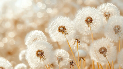 soft, airy dandelion fluff floating gently in the breeze, symbolizing purity, freedom, and the beauty of nature, creating a serene, minimalist aesthetic perfect for a calming atmosphere