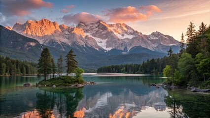 Summer Sunrise Eibsee Lake Zugspitze