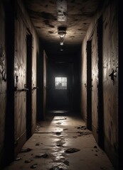 Abandoned prison cells with open doors and darkness , darkness, desolate