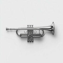 Obraz premium A shiny silver trumpet, showcasing its intricate design and musical purpose.