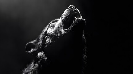 A detailed portrait of a werewolf howling under a full moon, its raw emotion evident in its piercing gaze.