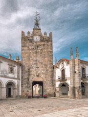 Caminha city hall and clock tower, in Minho, Portugal. Caminha, Viana do Castelo district in north of Portugal