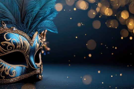 Enigma of celebration: carnival Venetian mask symbolizing secrecy, extravagance, crafted with exquisite detail, capturing spirit of centuries old traditions, mystique of masked revelers.