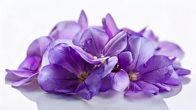 Flores moradas lilas sobre fondo blanco