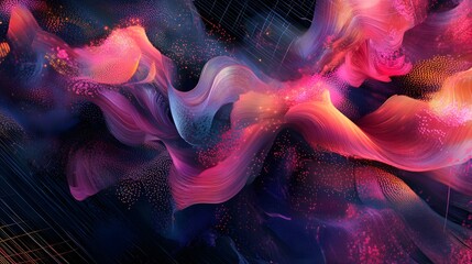 Naklejka premium Abstract Pink and Purple Wavelike Digital Art