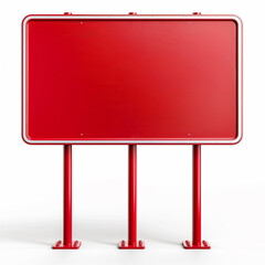 Fototapeta premium Empty red sign board on metal poles isolated on white background.