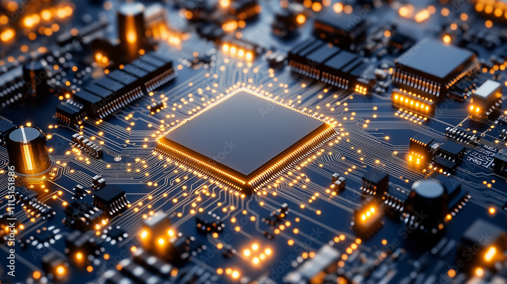 Poster the heart of innovation: a close-up view of a glowing central processing unit (cpu) nestled within a