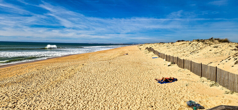 Beach view of Parque Natural da Ria Formosa near Faro, Portugal