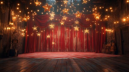 Vintage circus stage adorned with elegant glowing lights image