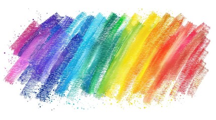 Strongly hand drawn, drawn with pastels, wax, rainbow colored pencils.