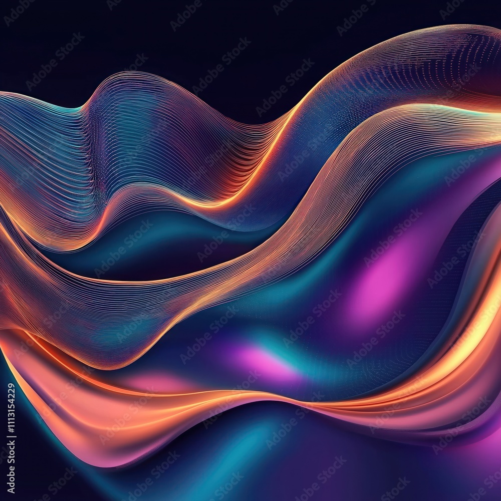 Poster abstract 3d wave design with vibrant colours. dynamic flowing lines create sense of movement. genera