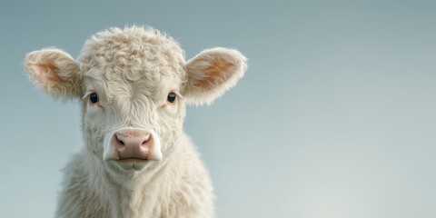 Obraz premium Young calf or cow on a light background