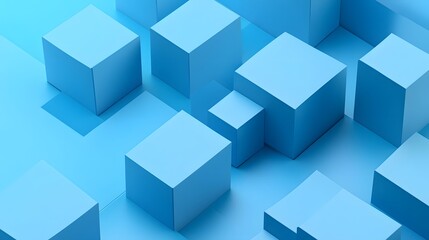 Obraz premium Abstract Blue Cubes Geometric Shapes Design