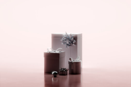 Christmas gifts and presents on pastel background