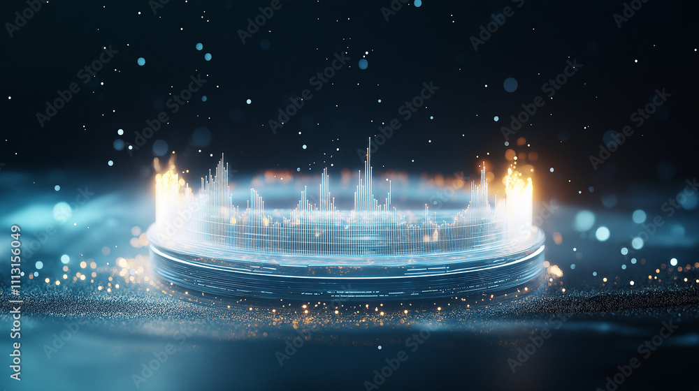 Poster fiery portal: a mesmerizing 3d render of a circular platform engulfed in ethereal blue flames, spark