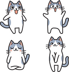 Funny silly cat cartoon illustration