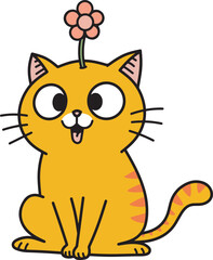 Funny silly cat cartoon illustration