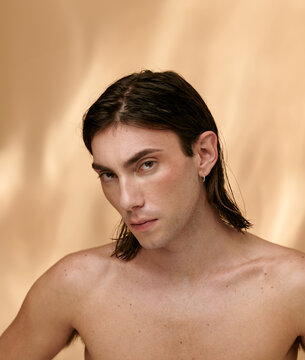 Beauty Portrait Of Young Man with wet hair