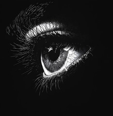 Fototapeta premium eye of the girl on dark background