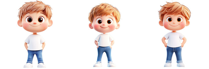 cute blonde kid - 3D Set Isolated On Transparent Background PNG