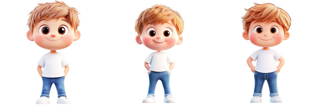 cute blonde kid - 3D Set Isolated On Transparent Background PNG
