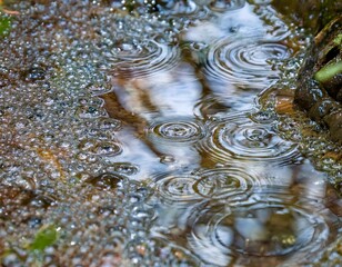 Rain Ripples and Bubbles in Shallow Water