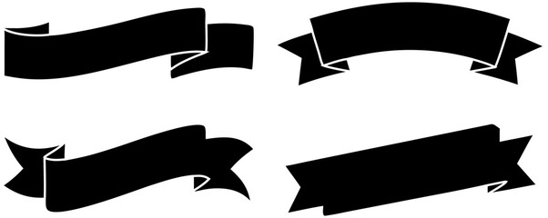 Black ribbons vintage isolated vector sign symbol. Classic illustration for banner design