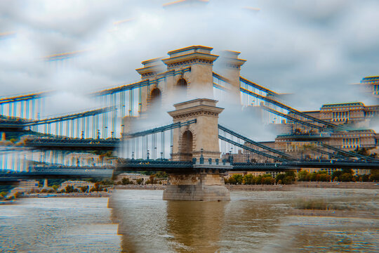 Szechenyi Chain Bridge over the Danube River in Budapest, Hungary