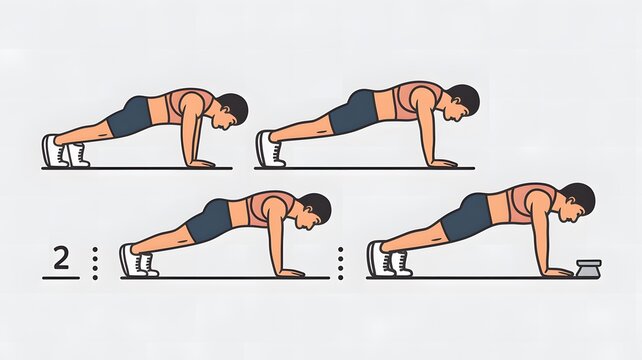 A pixel art illustration depicting a woman performing push ups effectively - Powered by Adobe