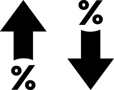 Up and down percentage icon set. Percentage growth and decline icons. Price increase and decrease. Profit sign
