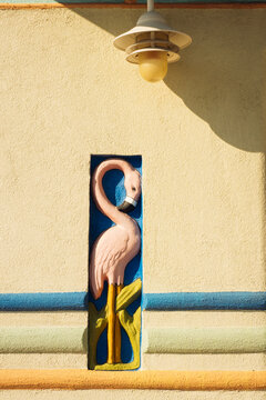 Flamingo Detail on Vintage Florida Building