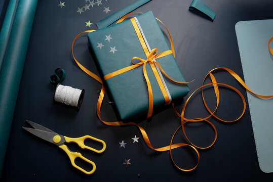 Wrapped gift on the table