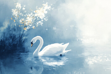 Obraz premium Dreamy and Elegant White Swan Concept