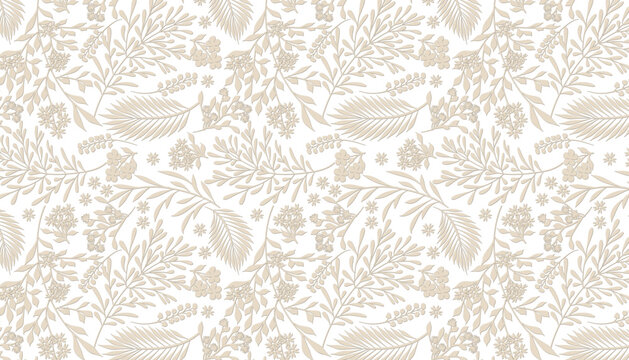 Soft Neutral William Morris Inspired Foliage Design