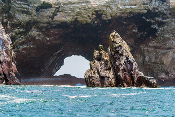 The famous island cave in Paracas, Peru