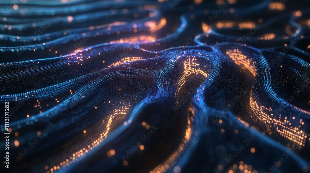 Poster an abstract digital art of data streams and neural connections