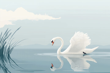 Obraz premium Dreamy and Elegant White Swan Concept