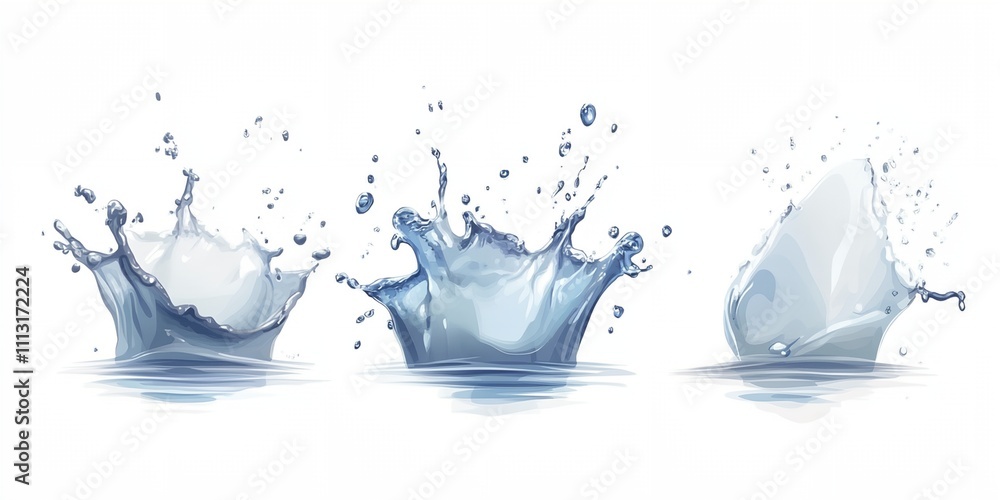 Poster three water droplets are shown in different sizes and positions, with one of them being larger than 