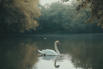 Fototapeta premium Dreamy and Elegant White Swan Concept