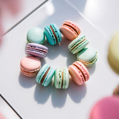 Obraz premium colorful macaroons on a white background