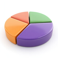 Obraz premium Colorful 3D pie chart in orange, purple, green, and blue segments