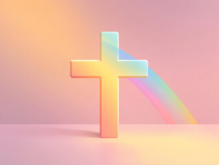 Obraz premium A minimal illustration of a pastel cross with