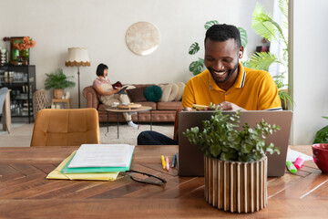 Man And Woman Working Remotely At Home