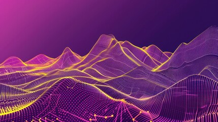 Abstract digital landscape with purple and yellow colors