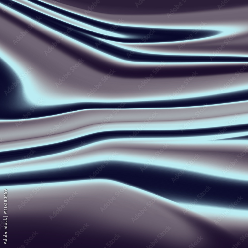 Poster abstract wavy pattern with a metallic sheen, resembling flowing liquid or draped fabric. dark backgr